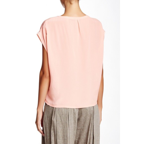 NWT $198 LAMB New Blush Pink Short Sleeve Silk Top Blouse S Womens Designer Work - Picture 3 of 8